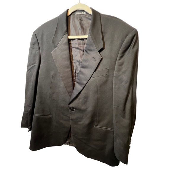 VINTAGE GIROGIO ARMANI Mani Made in Italy Black Pure Virgin Wool Blazer Jacket - Picture 1 of 16